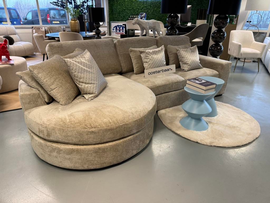 Luxe Velvet Teddy Loungebank Nepal Round 180x290cm NIEUW NEW, 250 tot 300 cm, Venus 31 8448CE Heerenveen, Hoekbank, Ophalen of Verzenden