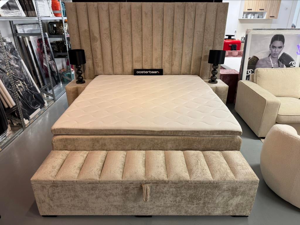 Luxe Velvet Teddy Boxspring Laura 180x200cm Compleet - NIEUW, Huis en Inrichting, Info@oosterbaanwonen.nl, Ophalen of Verzenden