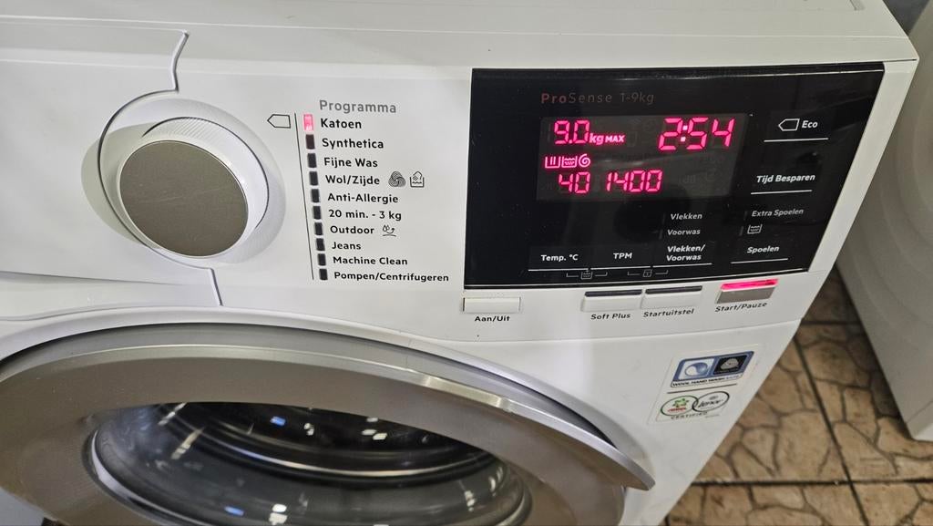 AEG Wasmachine 9KG /A+++ inc Garantie, 1200 tot 1600 toeren, Ophalen of Verzenden, Zo goed als nieuw, Voorlader
