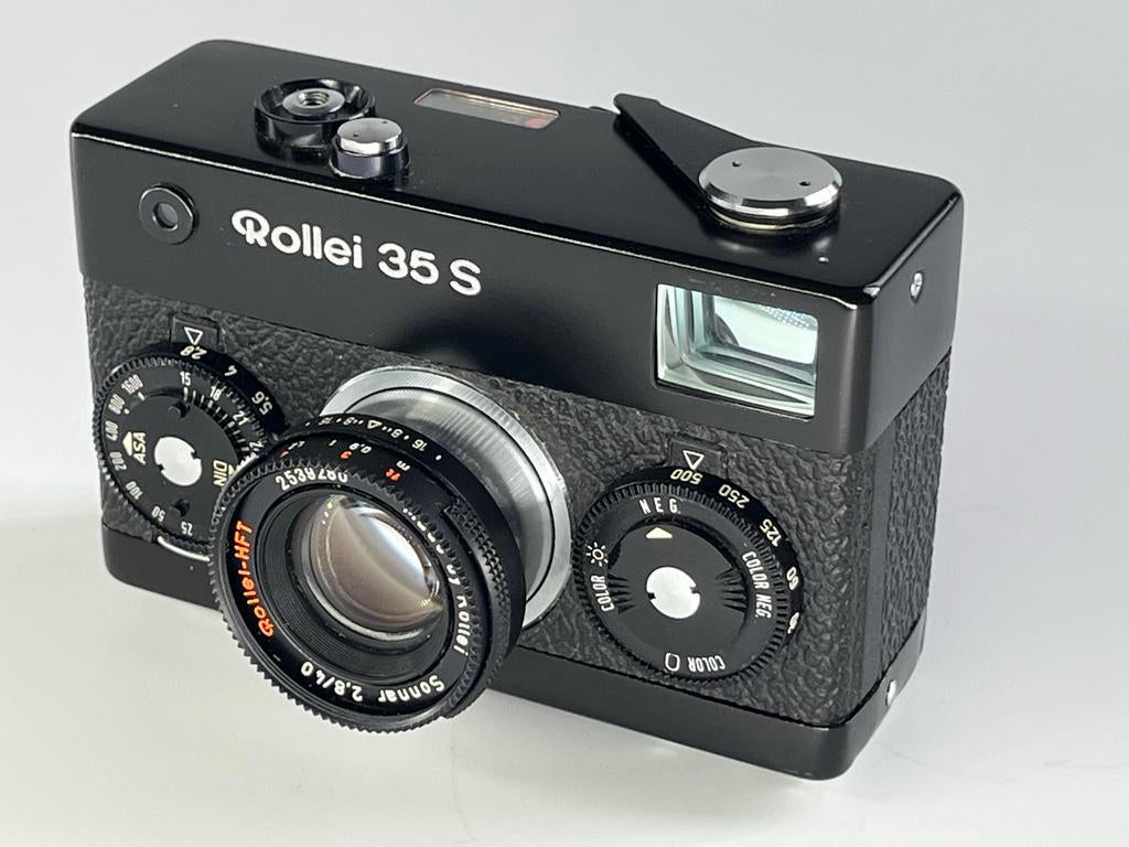 Rollei 35 S Zwart - Compleet met Tas, Riem & Filter!, Ophalen of Verzenden, Zo goed als nieuw, Compact, Overige Merken