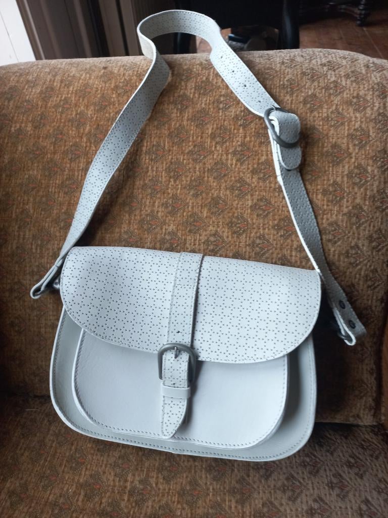 Maison Scotch leder tas 28 x 22 x 10 cm hengsel 112  zgan, Ophalen of Verzenden, Zo goed als nieuw, Wit