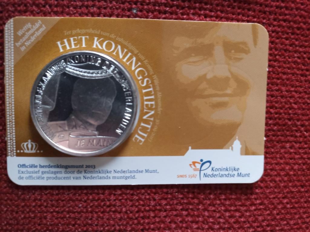 Koning Tientje Herdenkingsmunt013, Postzegels en Munten, Munten | Nederland, Ophalen of Verzenden, Euro's, Losse munt, Zilver