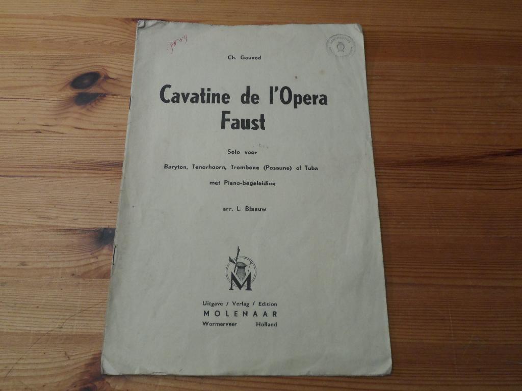 Cavatine de l'opera faust - gounod / blaauw - baryton, Gebruikt, Trombone, Klassiek, Ophalen of Verzenden