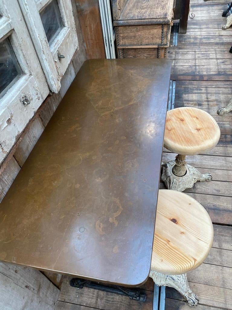 Victoriaans bistrotafeltje tafeltje met koper, Antiek en Kunst, Ophalen