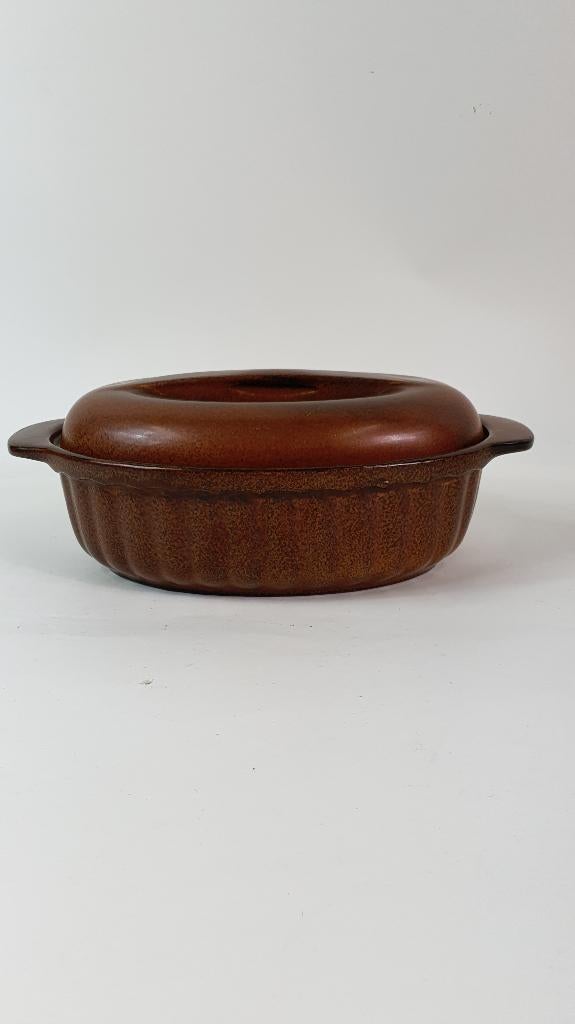 Scheurich 306-27 vintage ovenschaal, dekschaal, bruin. 4C11