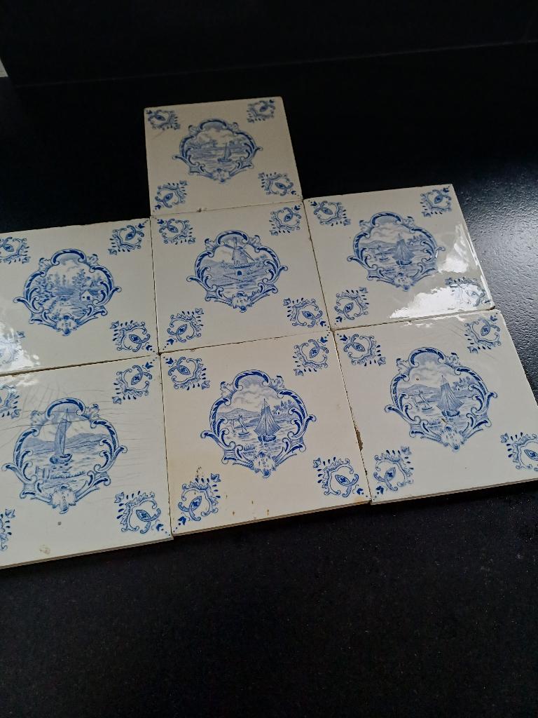 klein lot aardewerk / keramiek tegeltjes, Verzenden