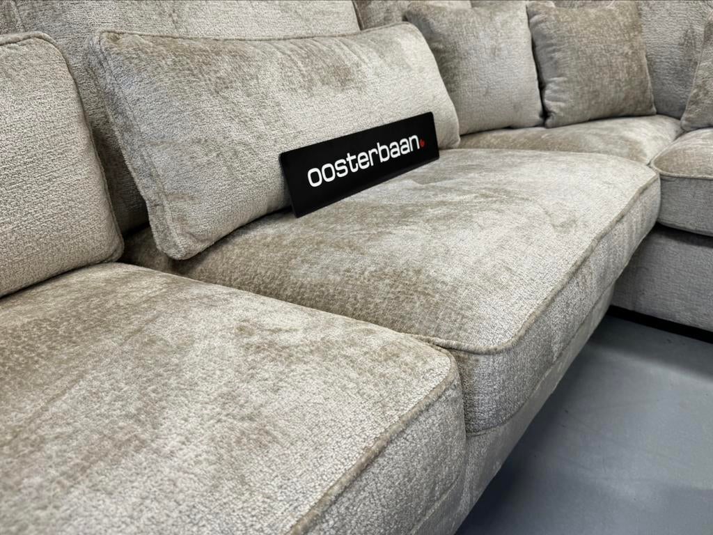 Luxe Teddy Velvet Hoekbank Costa 310x250cm Beige Sand NIEUW, Huis en Inrichting, Banken | Bankstellen, Info@oosterbaanwonen.nl