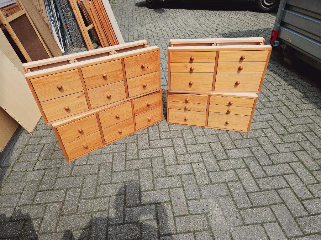 Lundia boekenkast ladekast ladenblok stelling hout vintage, Gebruikt, 5 laden of meer, 200 cm of meer, Lundia
