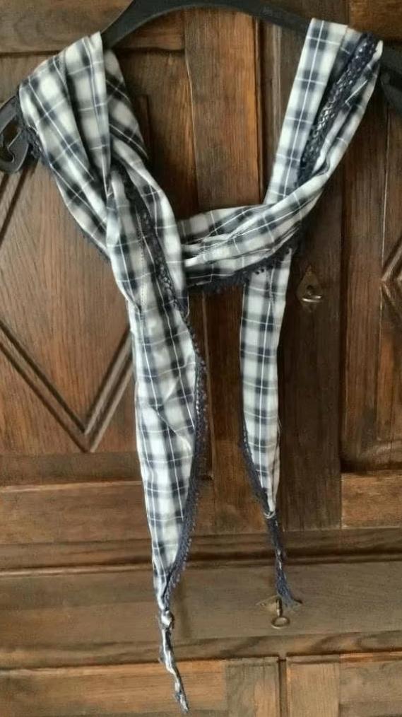 Blauw - grijs - wit geruite driehoekige sjaal, shawl, das, Kleding | Dames, Mutsen, Sjaals en Handschoenen, Ophalen of Verzenden