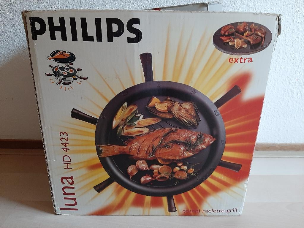 Philips combi raclette-grill luna HD4423, Witgoed en Apparatuur, Gourmetstellen, Ophalen of Verzenden, Gebruikt, 4 t/m 7 personen