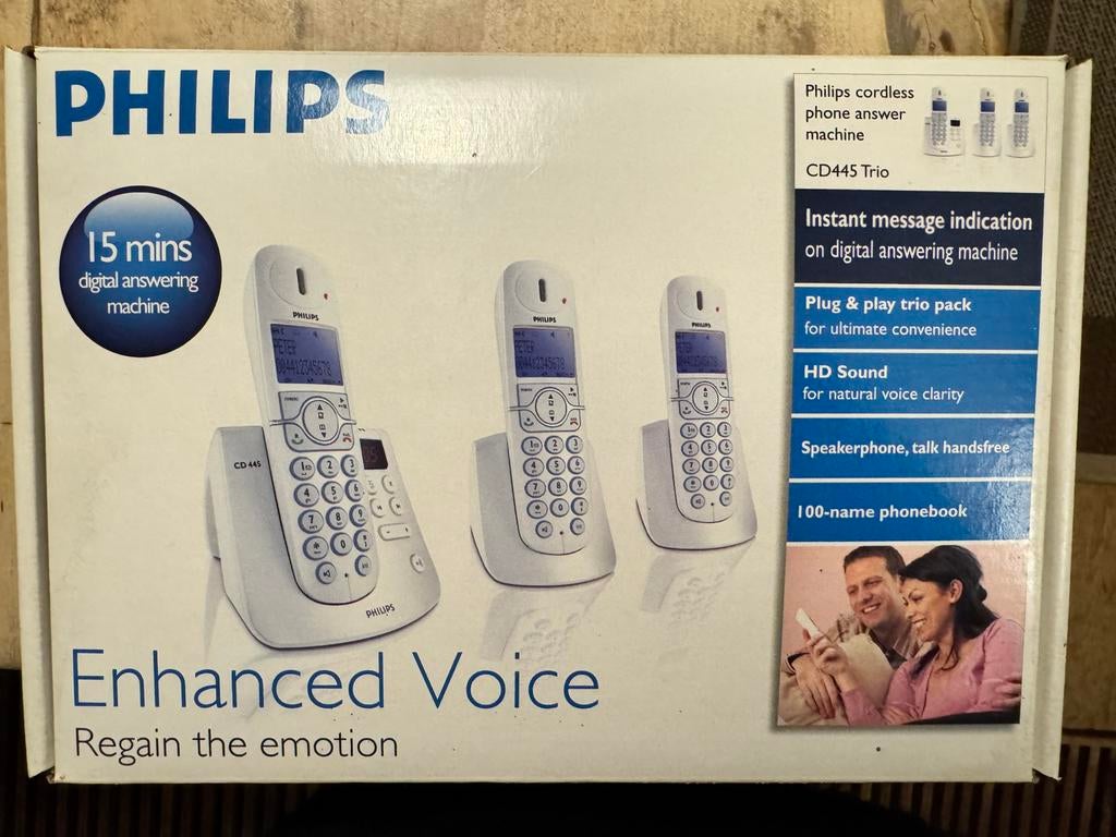 Opruiming: DECT Telefoon - 2 Handsets _ Philips CD445 Duo, Ophalen, Zo goed als nieuw, 2 handsets