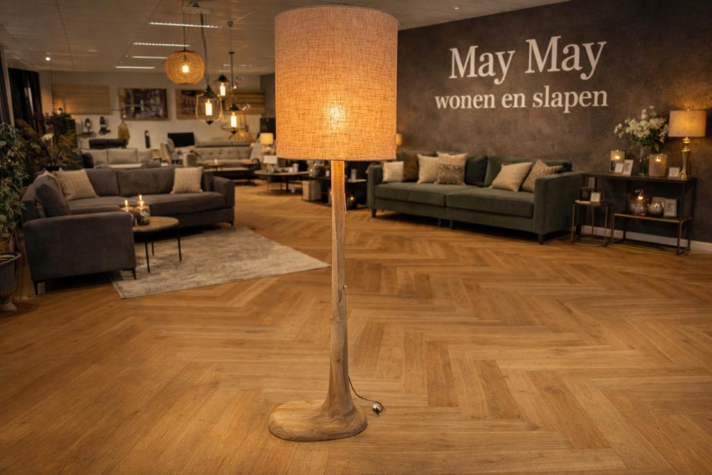 Vloerlamp Ice naturel Mango linnen direct/leverbaar