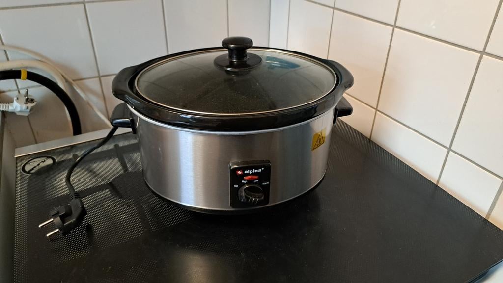 Te koop grijze alpina slow cooker 3,5 liter rvs, Huis en Inrichting, Keuken | Potten en Pannen, Nieuw, Kookpan of Snelkookpan
