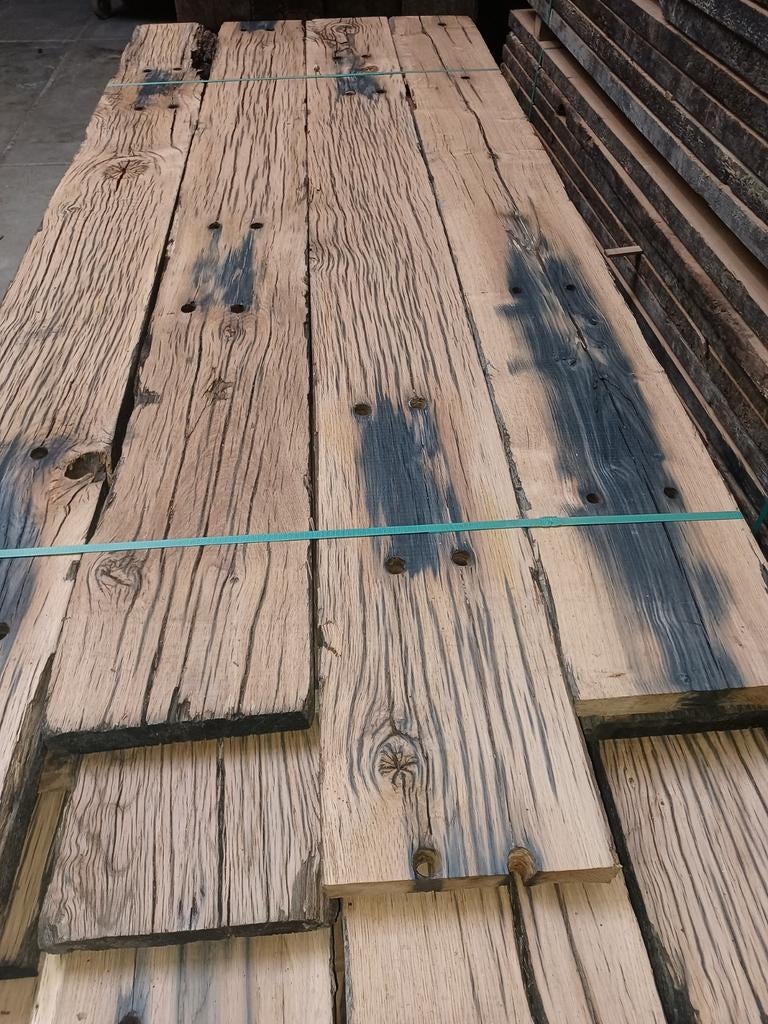 Robuuste  oud ( blank ) eiken planken  wandplank  wagonplank, Doe-het-zelf en Verbouw, Hout en Planken, Ophalen, Gebruikt, Eiken