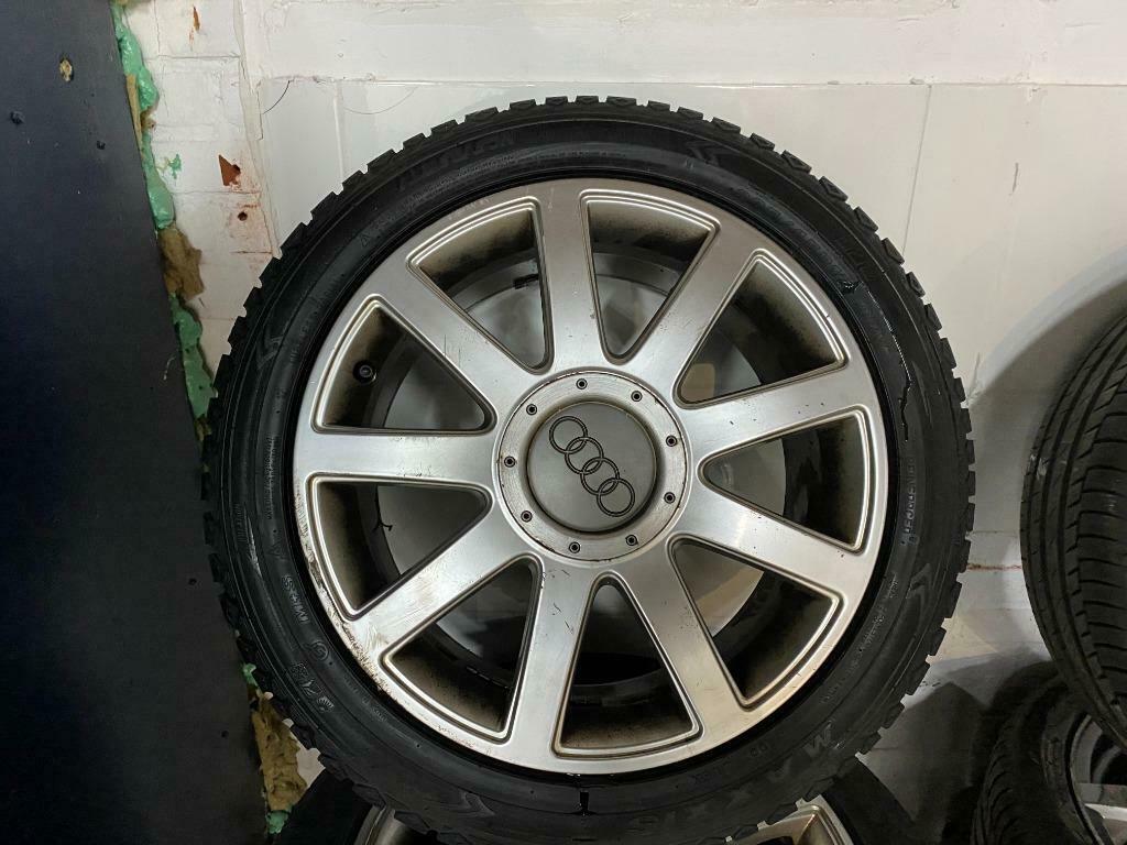 AUDI RS VELGEN MET GOEDE BANDEN 235-45-R17, Gebruikt, Banden en Velgen, 17 inch, Ophalen of Verzenden