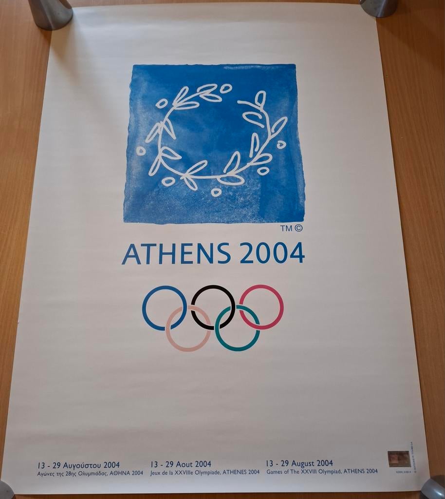 ATHENS. 2004. GREECE. Official poster. 49/67 cm., Ophalen, Rechthoekig Staand, Met lijst, Zo goed als nieuw