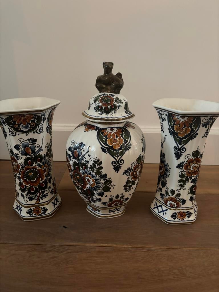 Flora Keramiek Vaas Delfts Polychroom Handwerk, Antiek en Kunst, Ophalen of Verzenden