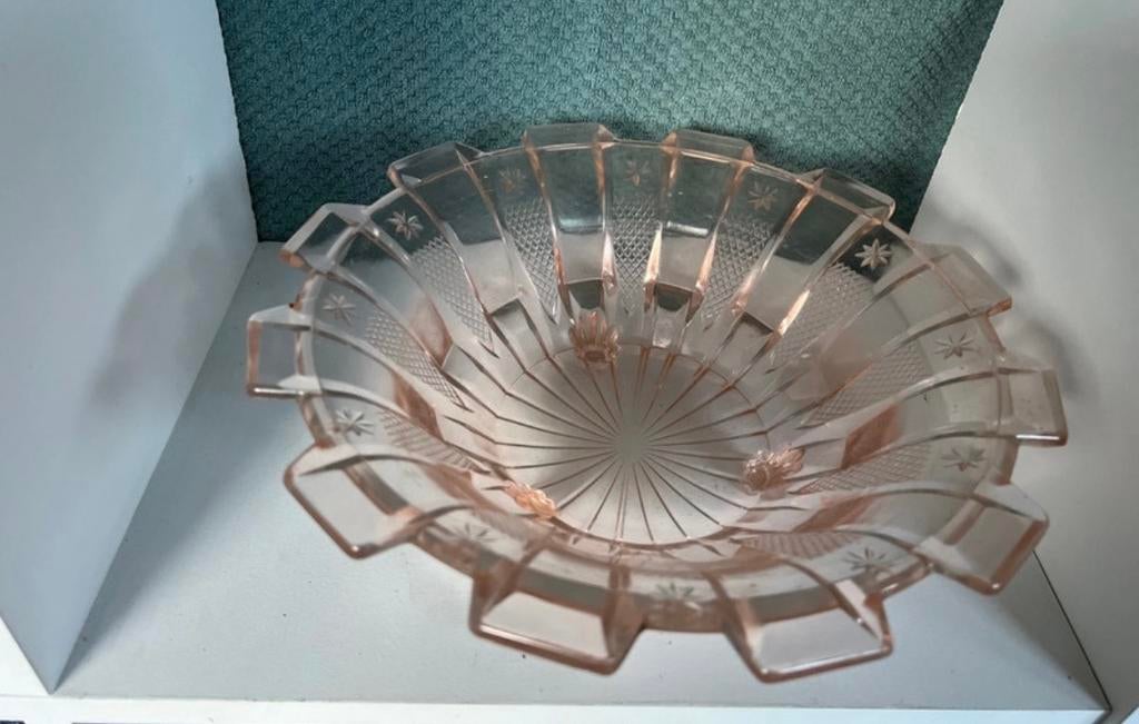 Vintage Roze Persglazen Schaal, Ophalen of Verzenden