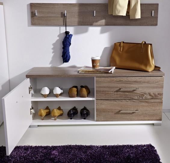 NIEUW Hal combi Home 3-delig Wit / Truffel eiken OP = OP, Ophalen of Verzenden, Nieuw, Complete set, 3-delig, halkasten, gangkast, halcombinatie