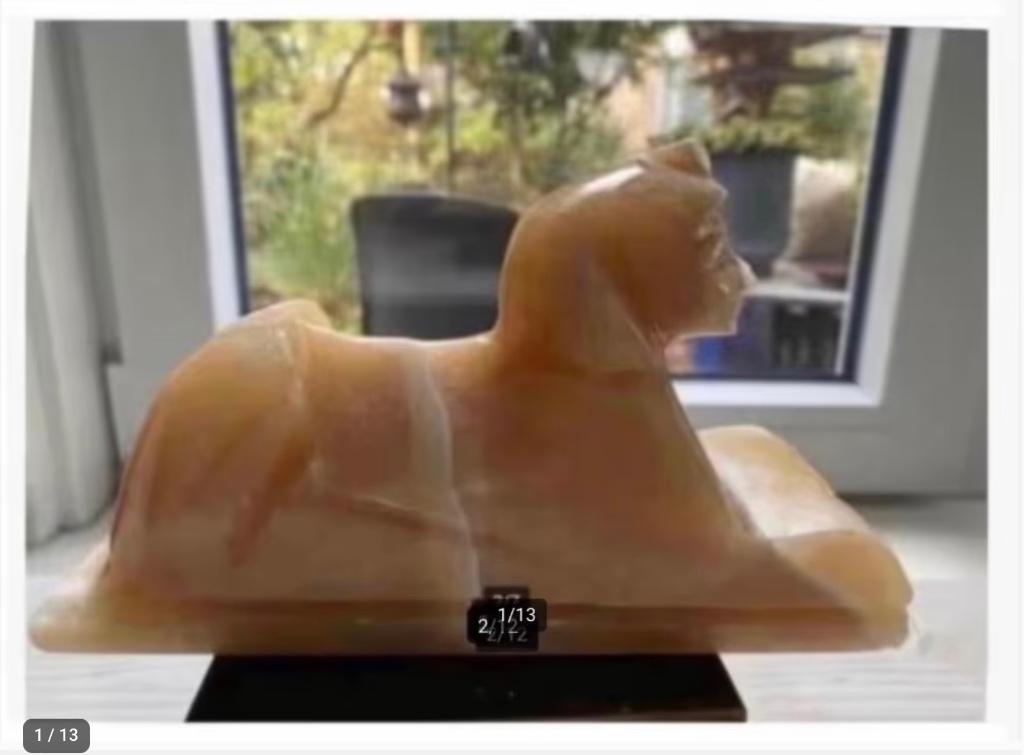 2 Calciet edelsteen Beeld Sphinx mooi doorschijnd pr.p.st, Sieraden, Tassen en Uiterlijk, Edelstenen, Ophalen of Verzenden, Zo goed als nieuw