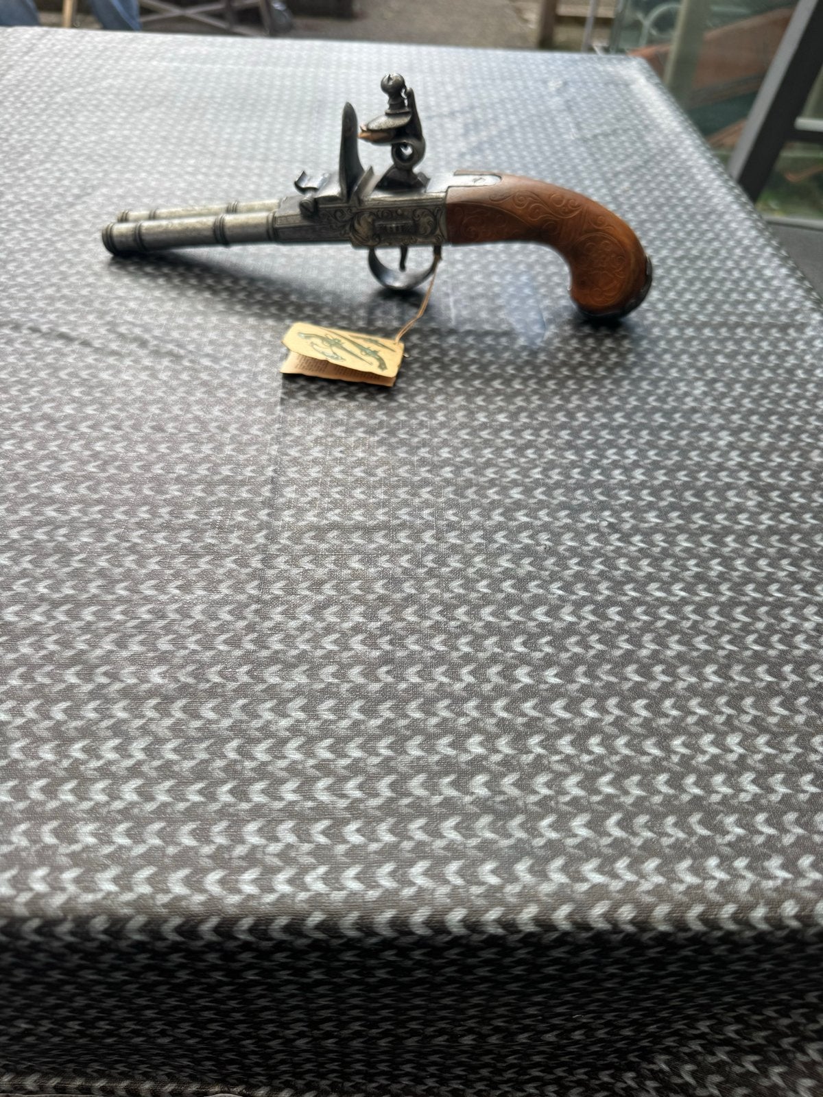Antiek decoratief dubbelloops vuursteenpistool, Ophalen of Verzenden