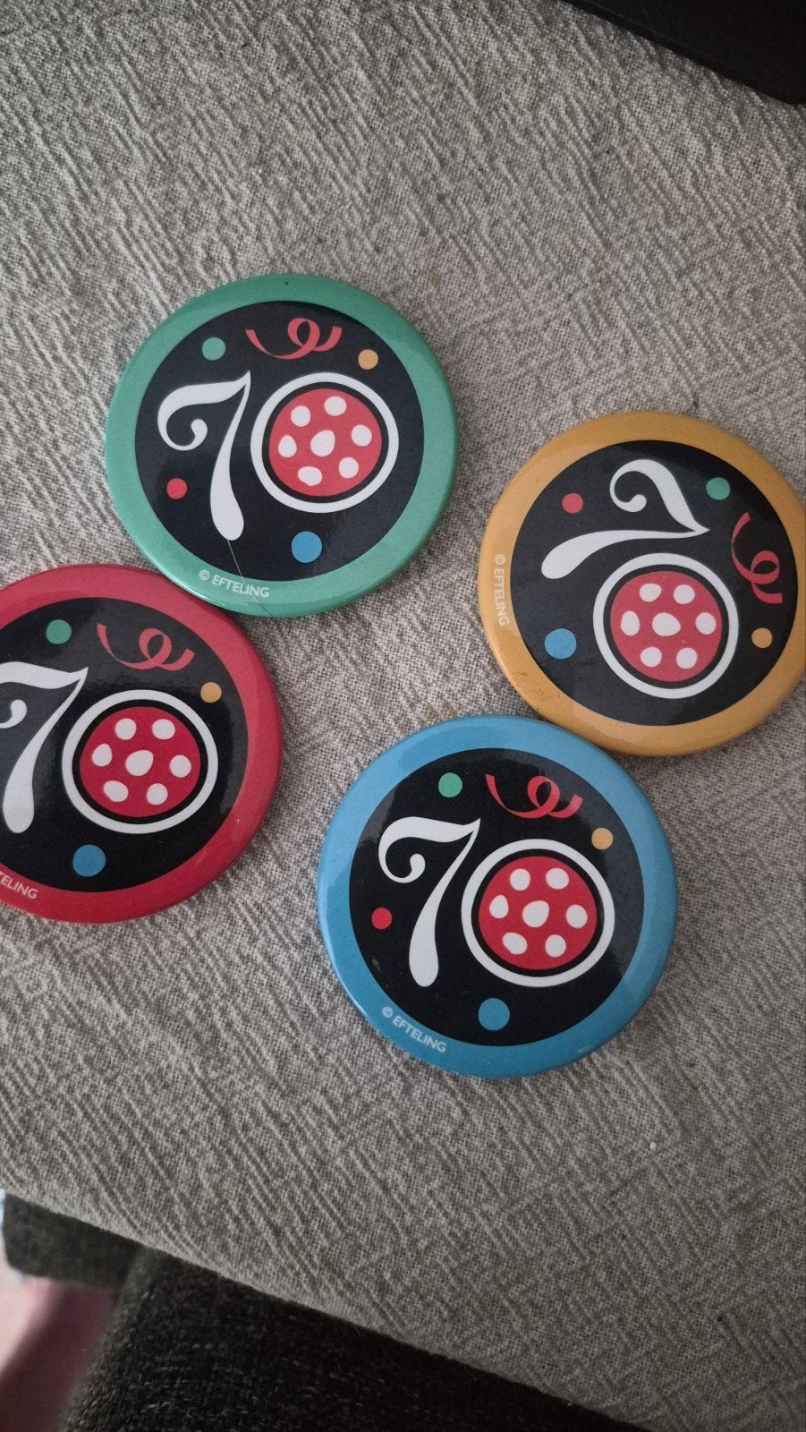 4x Efteling 70 jaar buttons, Ophalen of Verzenden, Nieuw, Button of Speldje