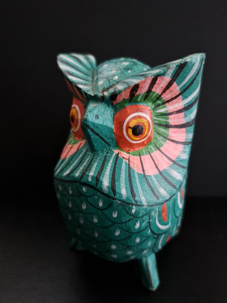 Groene uil hout 10 cm, Verzamelen, Ophalen of Verzenden, Zo goed als nieuw, Dier