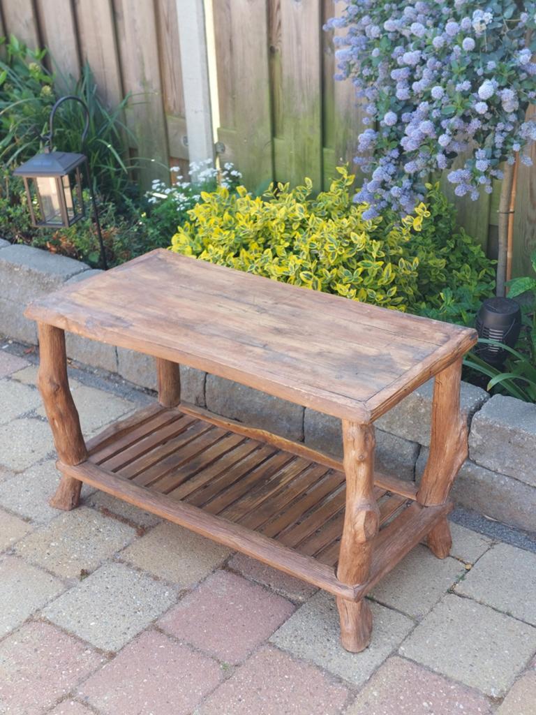 Houten boomstam salontafel, Tuin en Terras, Ophalen, Rechthoekig, Hout