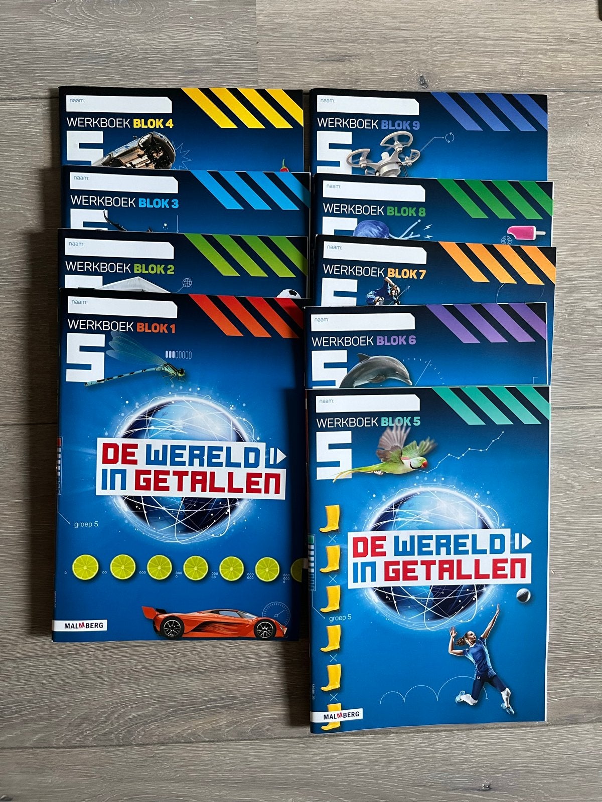 Rekenen Wereld in Getallen Groep 5 Werkboeken (Malmberg), Ophalen of Verzenden, Zo goed als nieuw, Overige niveaus, Overige vakken