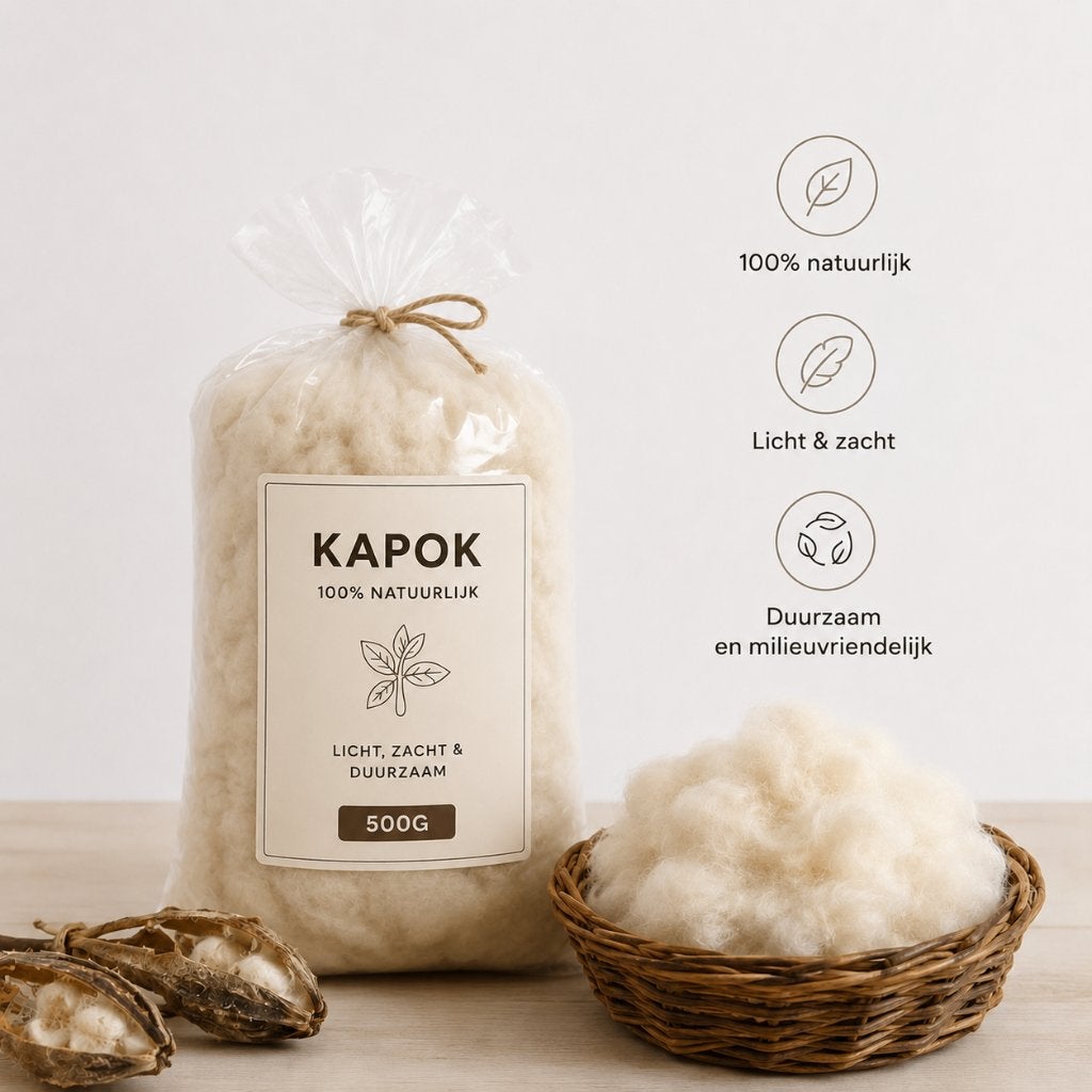 Kapok vulling 500 gram - Natuurlijke kussenvulling Organisch, Hobby en Vrije tijd, Pompsterweg 5 9991 TJ Middelstum, Rovul, Verzenden