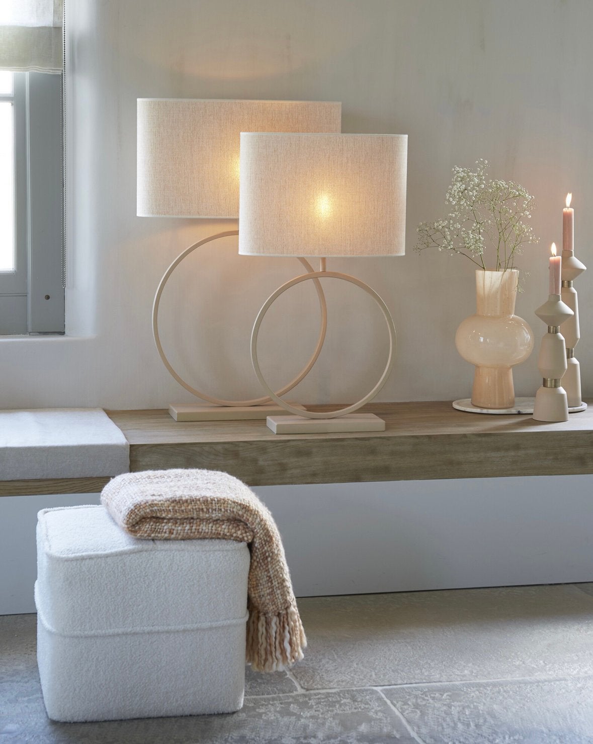 Light en Living Lampenkap ovaal BRESKA parel wit, Wit, Ophalen of Verzenden, Zo goed als nieuw, Ovaal