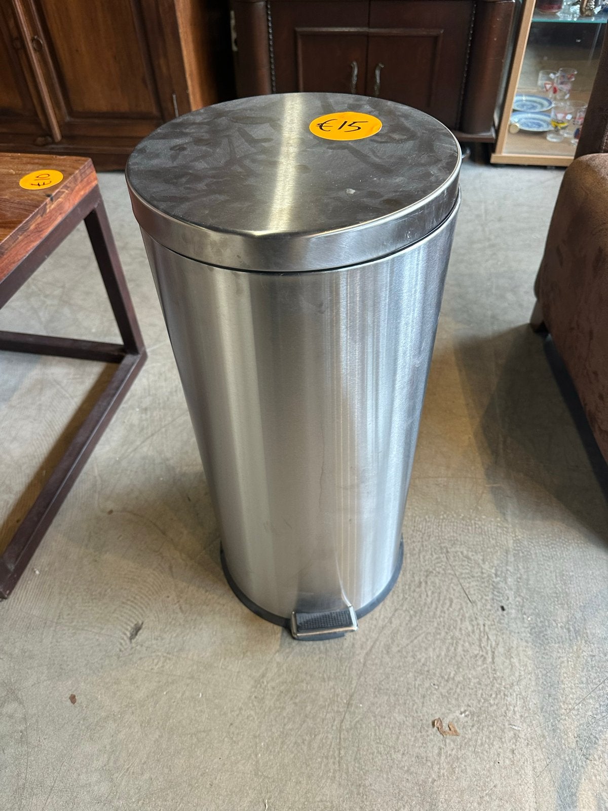 Prullenbak RVS met pedaal - 64cm hoog, Gebruikt, Met pedaal, 50 tot 75 cm, Ophalen of Verzenden