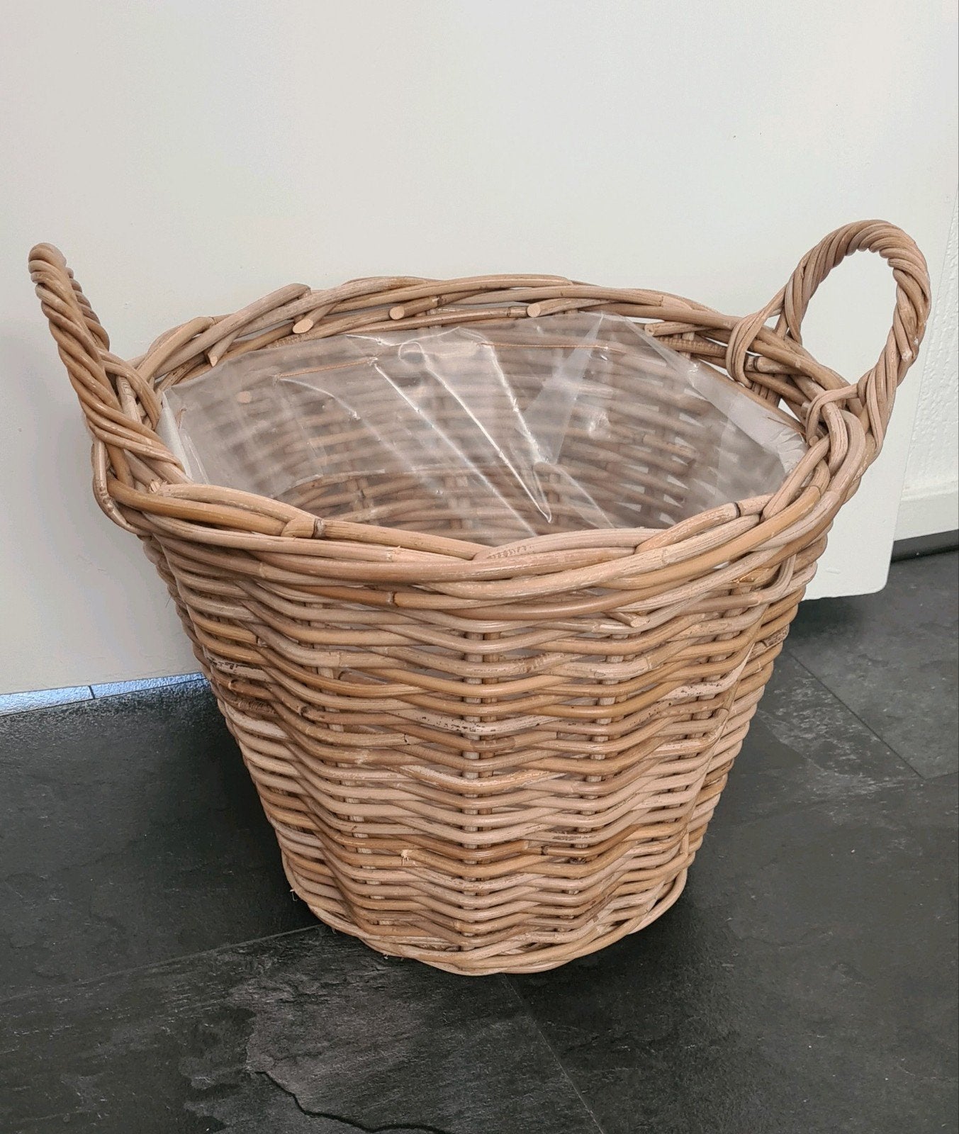 Nieuwe rieten mand met handvatten - planten/decoratie, Ophalen, Mand, Gevlochten, Rond