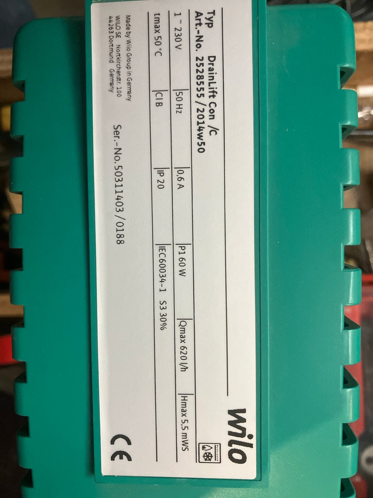 Wilo Drainlift Con/C Condensafvoerpomp - Zo goed als nieuw, Minder dan 30 cm, Overige typen, Minder dan 60 cm, Ophalen of Verzenden