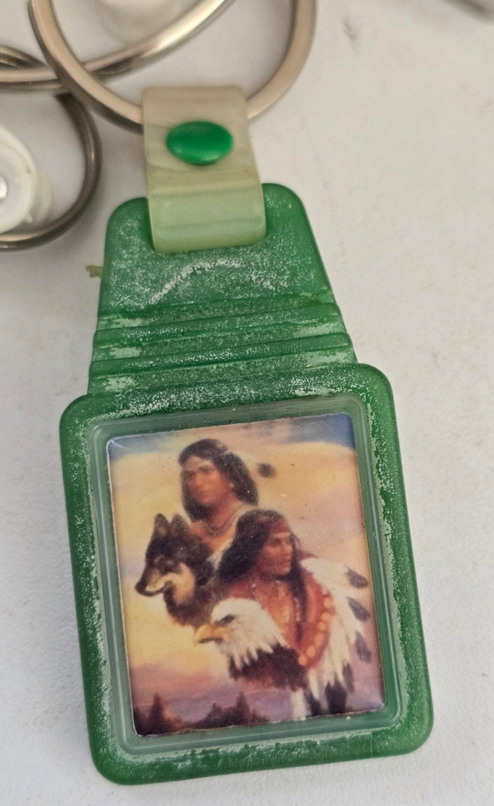 Sleutelhanger met Indiaanse afbeelding en dieren, Ophalen of Verzenden, Gebruikt, Dier of Natuur
