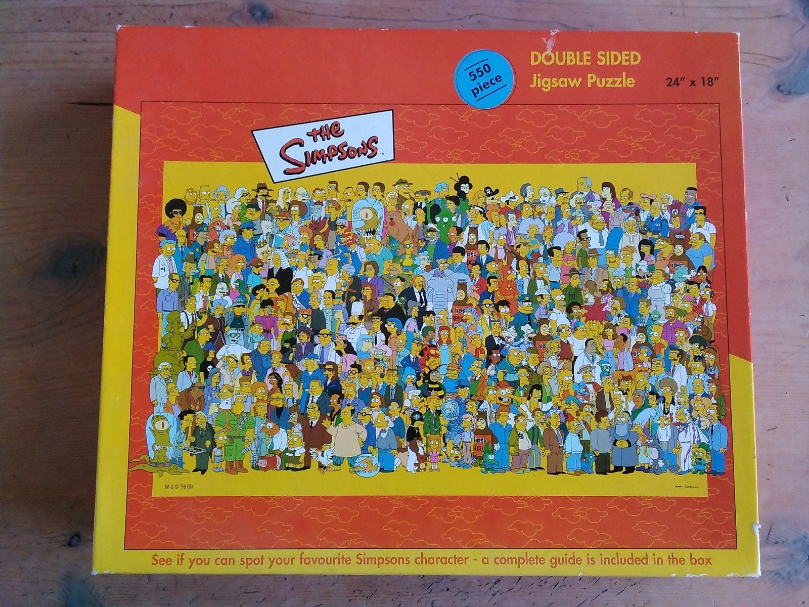 The Simpsons Cast of thousands dubbelzijdige puzzel 1998, Verzenden, 500 t/m 1500 stukjes
