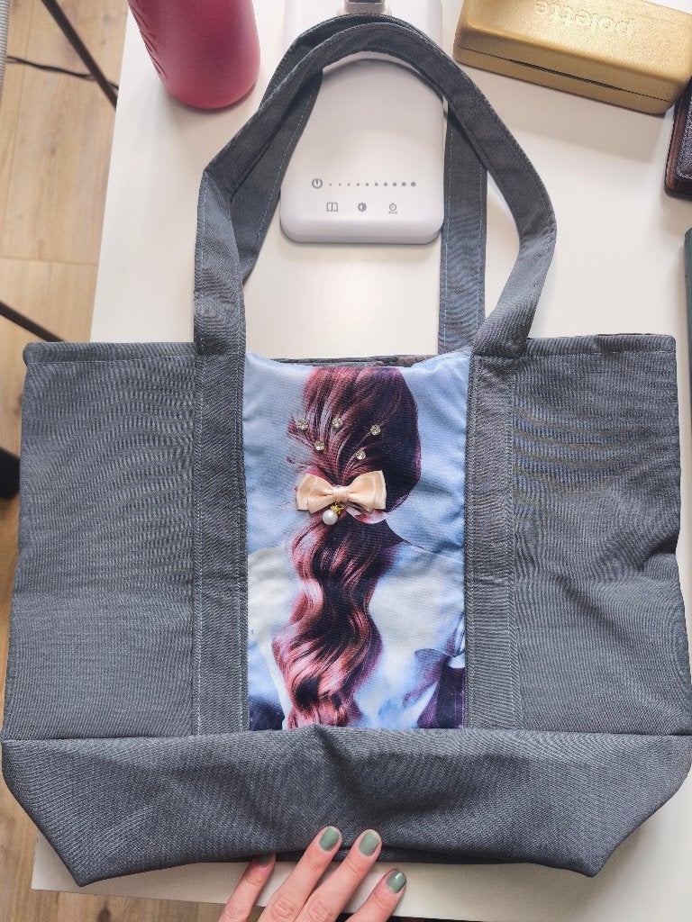 Handmade Portre Tote Bag, Verzenden, Nieuw, Grijs, Shopper