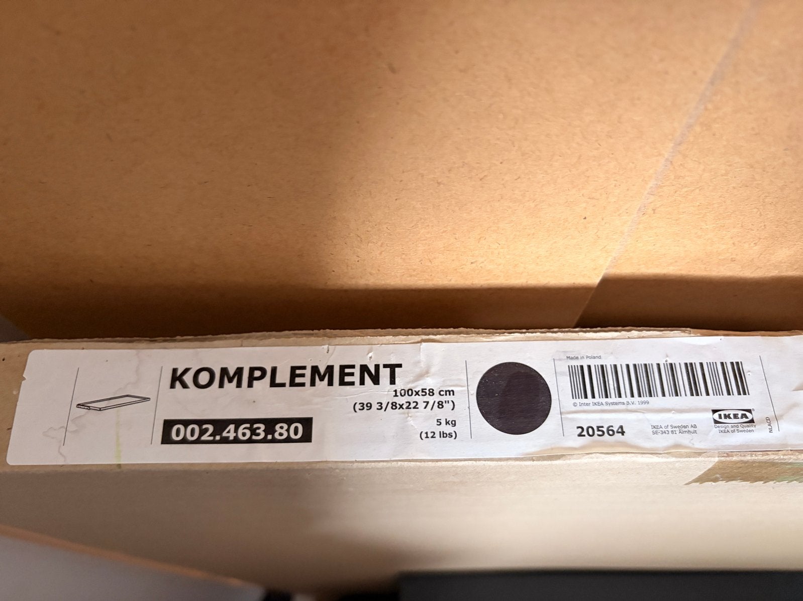 IKEA Komplement glasplaat 100x58cm zwartbruin NIEUW, Met plank(en), Nieuw, Glas, 50 tot 75 cm