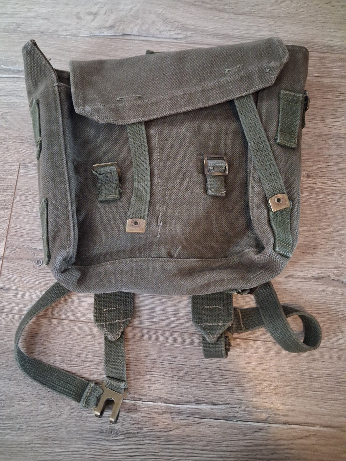 Vintage Leger Rugzak - Groen Canvas, Sieraden, Tassen en Uiterlijk, Tassen | Rugtassen, Overige merken, Gebruikt, Ophalen of Verzenden