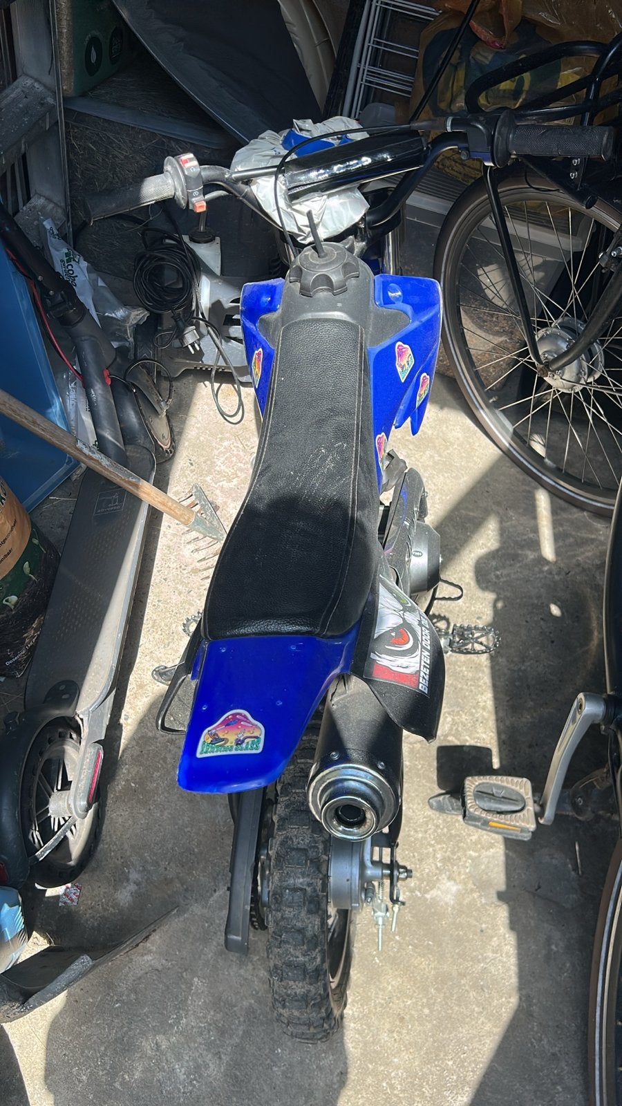 Blauwe Pitbike - wel veel gebruikt, Fietsen en Brommers, Ophalen of Verzenden, Zo goed als nieuw, Schijfrem, Pitbike