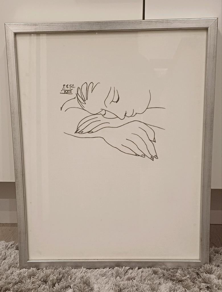 Mooie Picasso Vrouw in vrede uit 1952, 56x71 cm met lijst, Ophalen of Verzenden