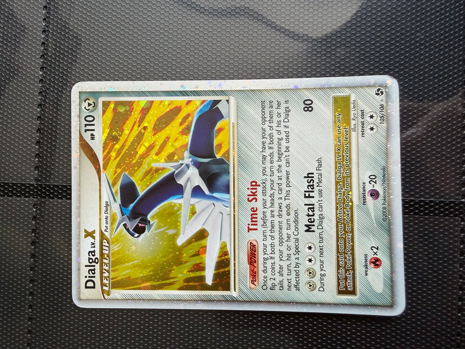 Dialga LV.X Pokémon kaart -, Ophalen of Verzenden, Zo goed als nieuw, Losse kaart, Foil
