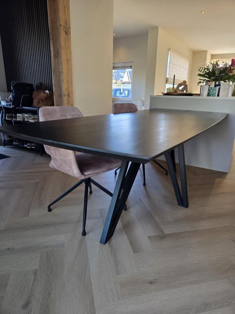 Eettafel deens ovaal zwart, Huis en Inrichting, Tafels | Eettafels, Ophalen, Ovaal, 200 cm of meer, 100 tot 150 cm