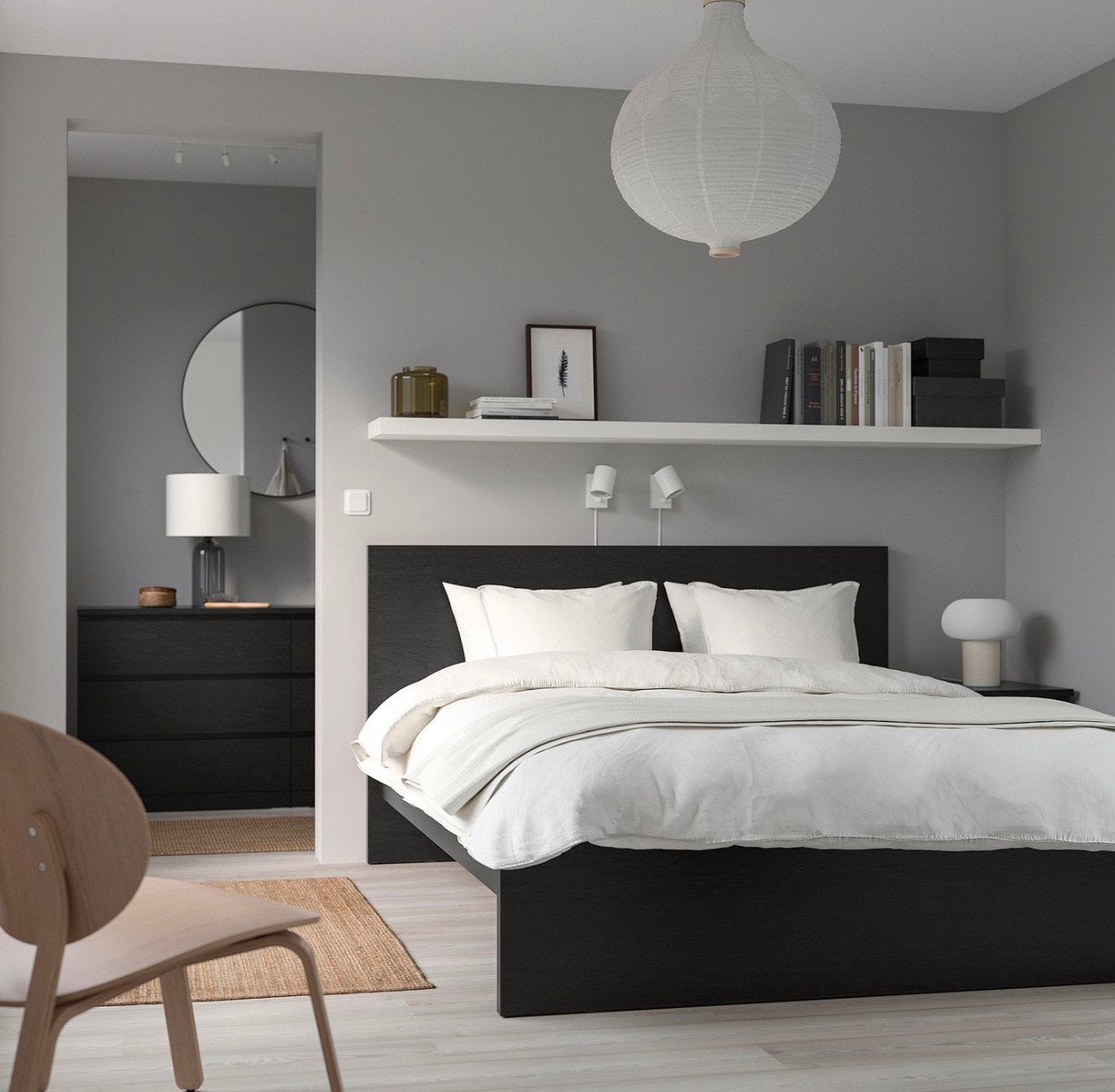 Ikea malm bed 160 bij 200 cm, Ophalen, Gebruikt, Bruin, Tweepersoons