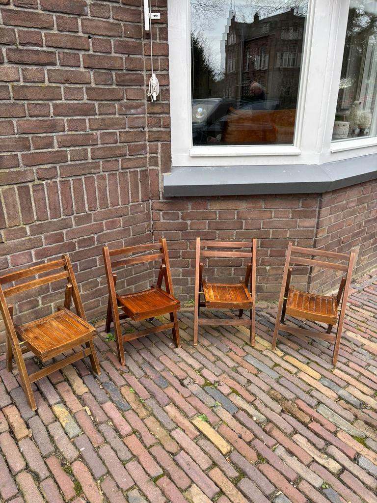 Vier vintage kinderklapstoelen, Tuin en Terras, Ophalen of Verzenden, Zo goed als nieuw
