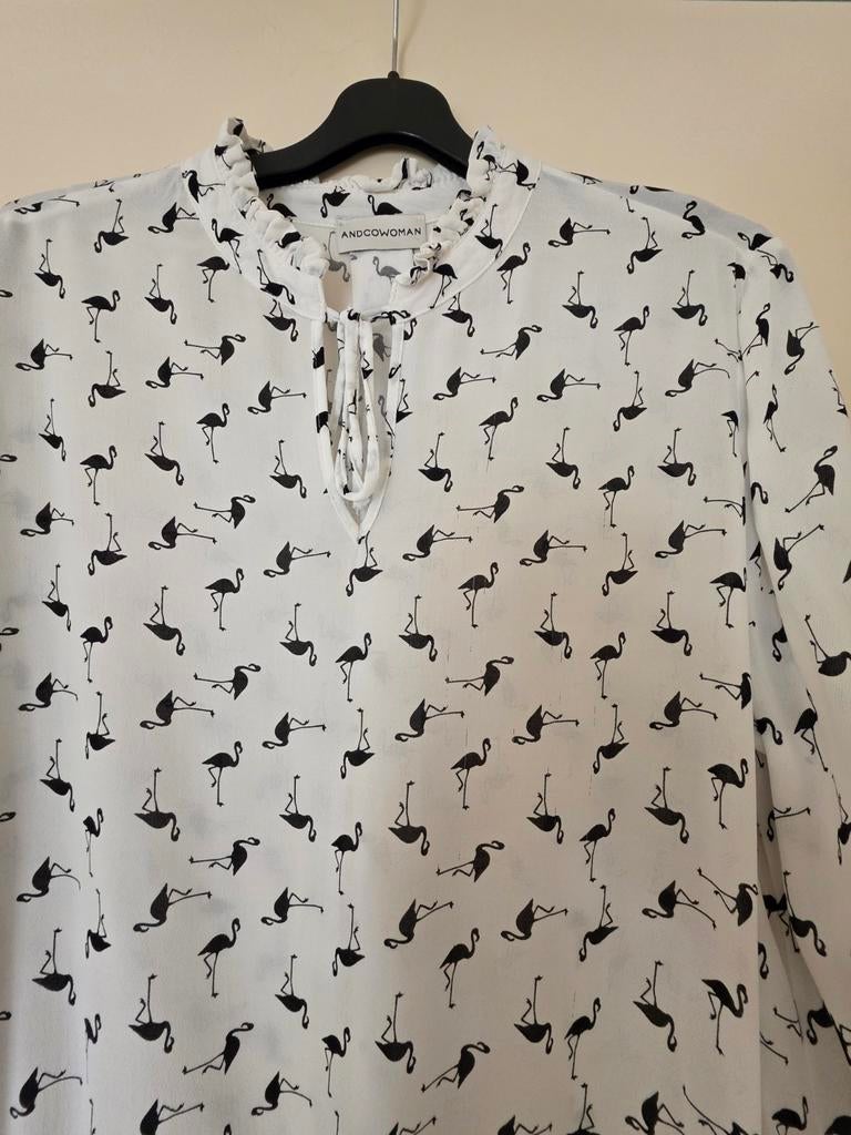 &Co Woman blouse met flamingo print - Maat XXL, & Co Woman, Wit, Maat 46/48 (XL) of groter, Ophalen of Verzenden