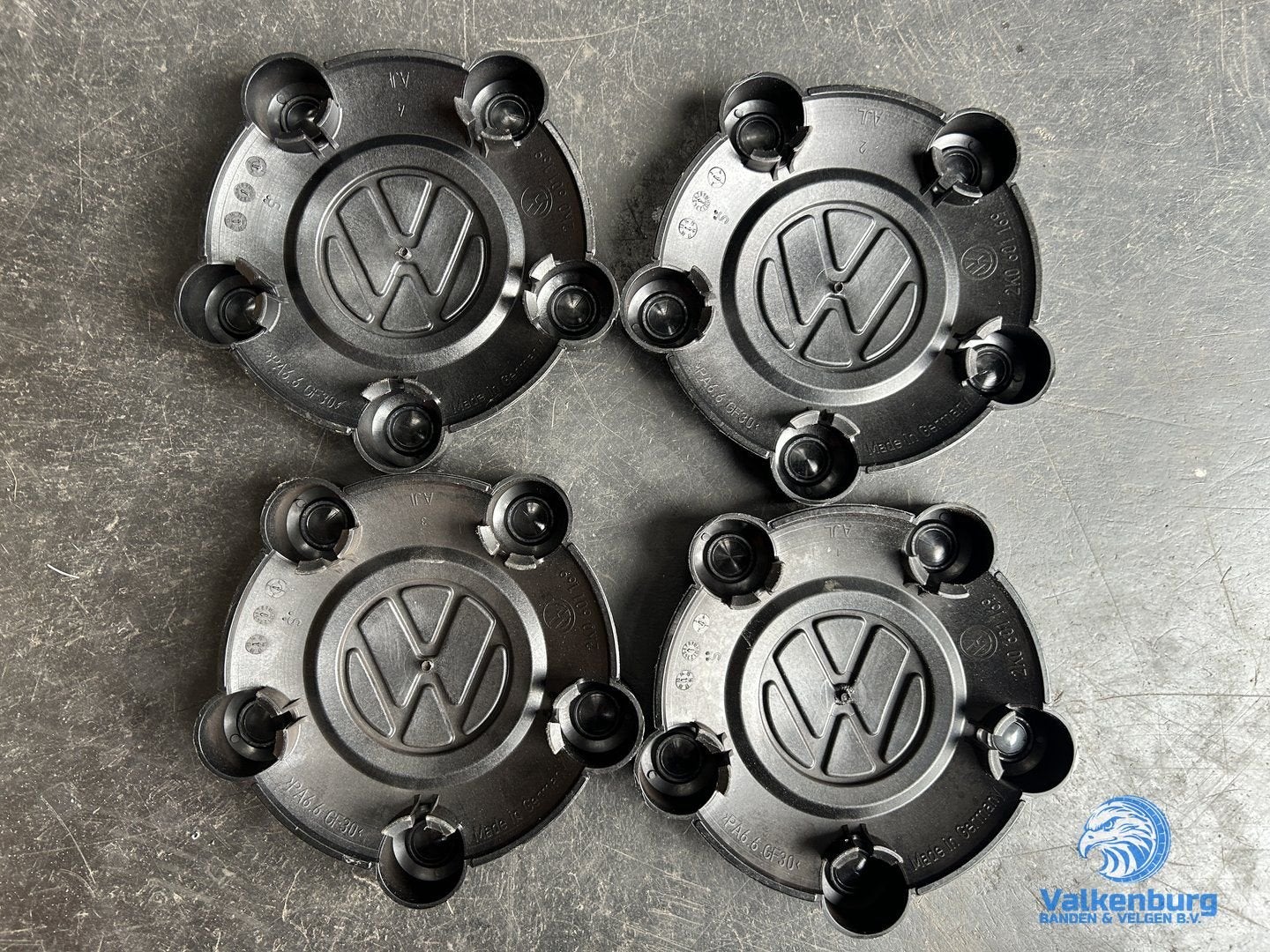 ORIGINELE VW Volkswagen Caddy naafkap naafdop set zwart, Gebruikt, -, Verzenden, -