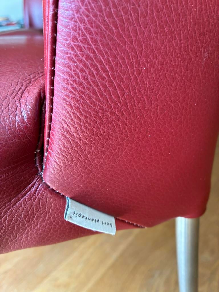 4 Bert Plantagie stoelen bordeaux rood leer, Ophalen, Leer, Zo goed als nieuw, Vier