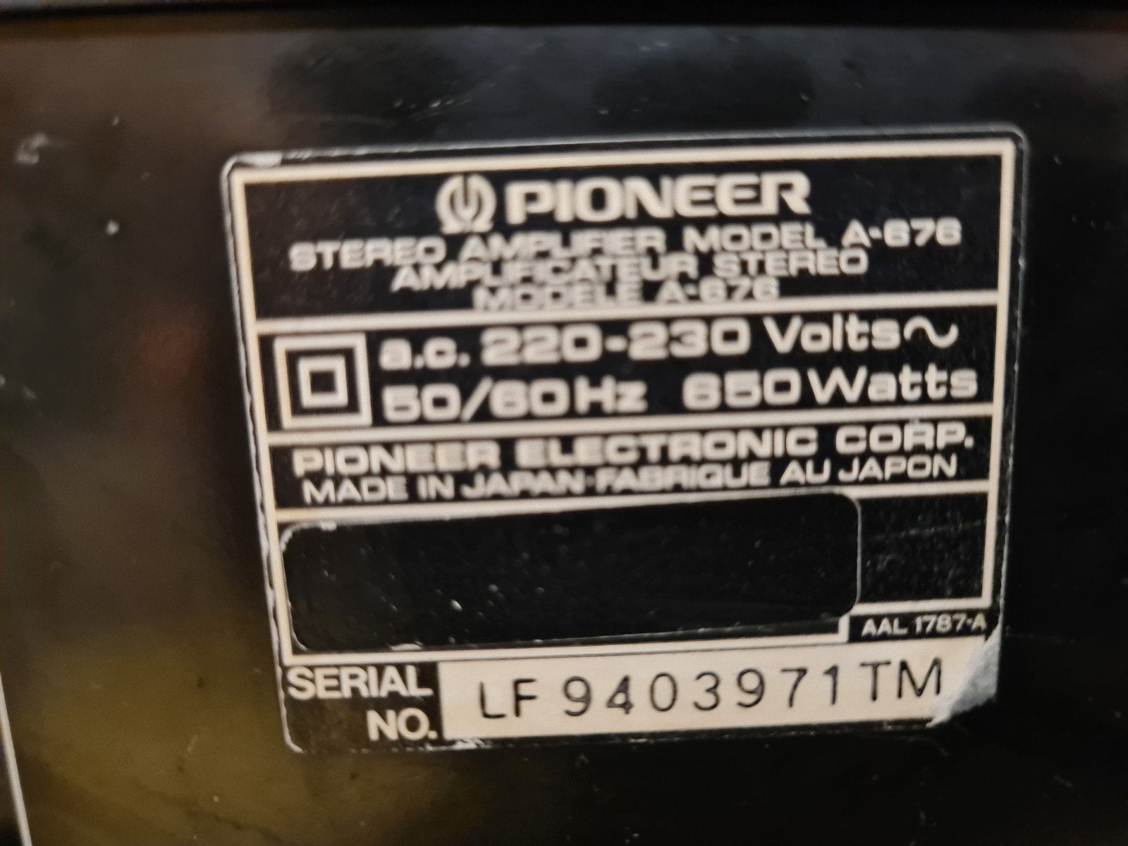 Pioneer A 676 reference series, Ophalen, Pioneer