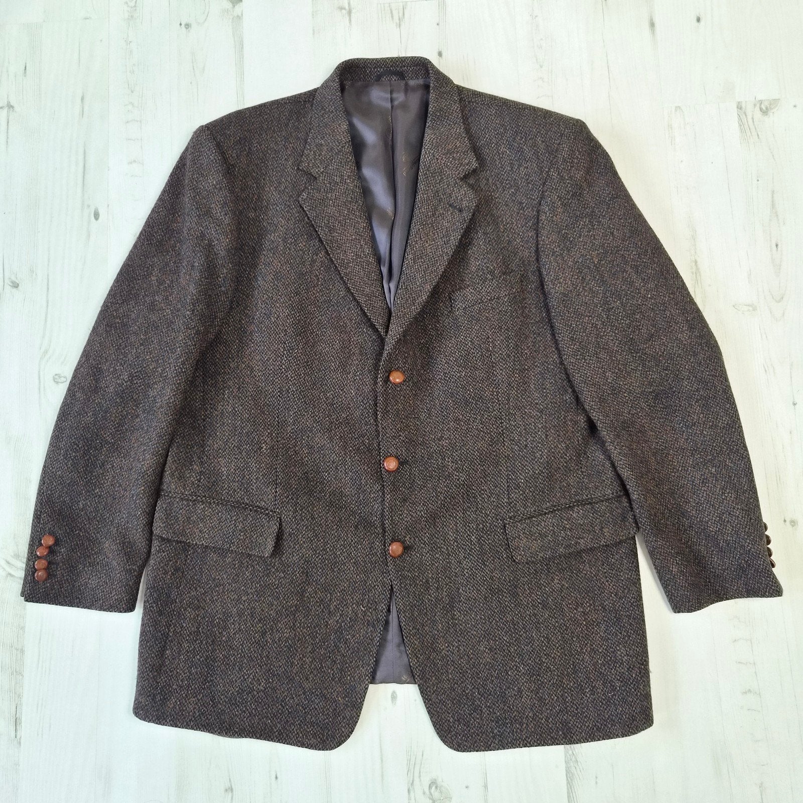 Harris Tweed Mario Barutti colbert 56 R46 100% wol bruin, Harris Tweed, Bruin, Maat 56/58 (XL), Ophalen of Verzenden